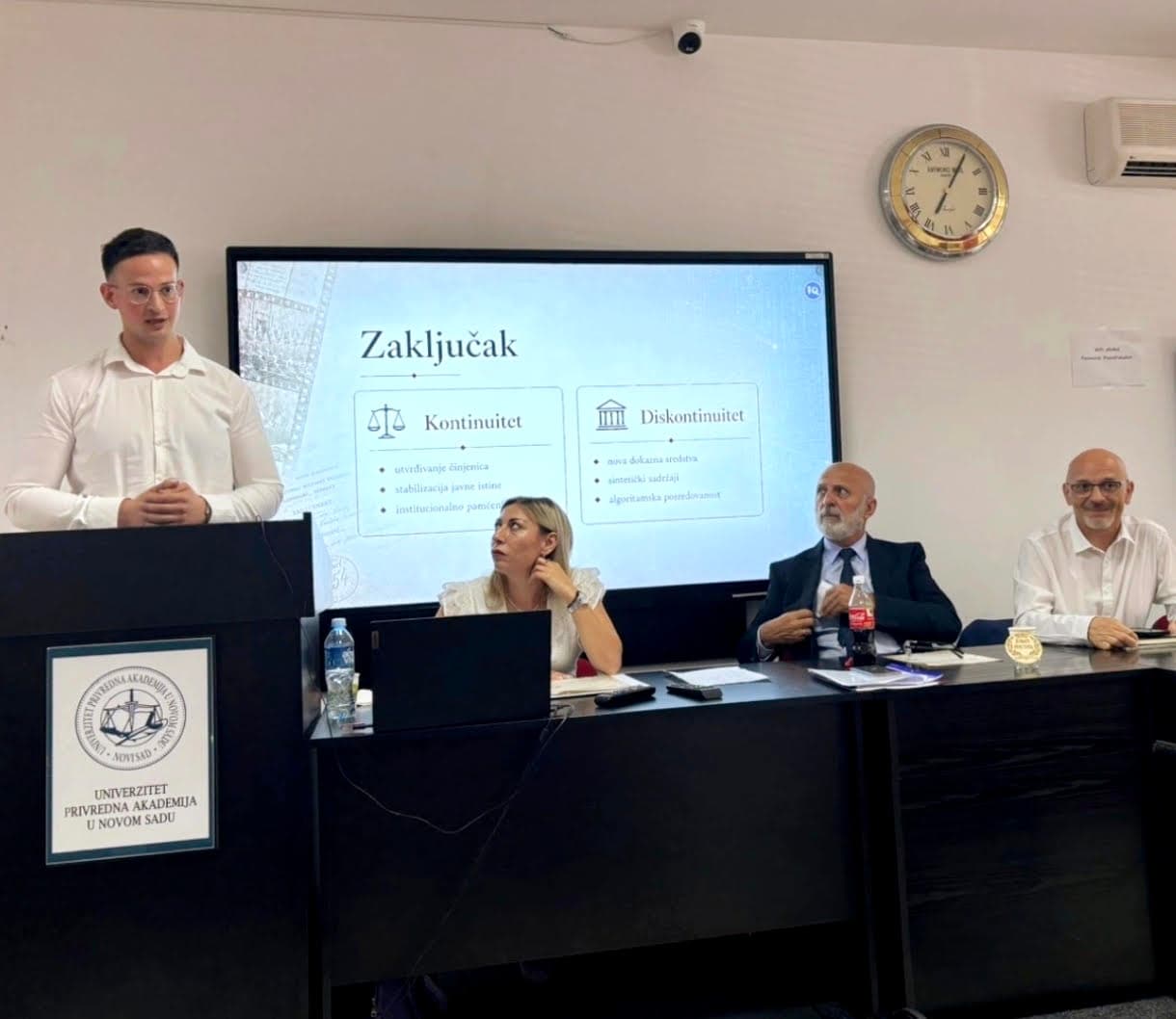 Janko Munjić presenting at the international scientific conference Culture of Memory: 80 Years Since the Nuremberg Trials in Novi Sad.
